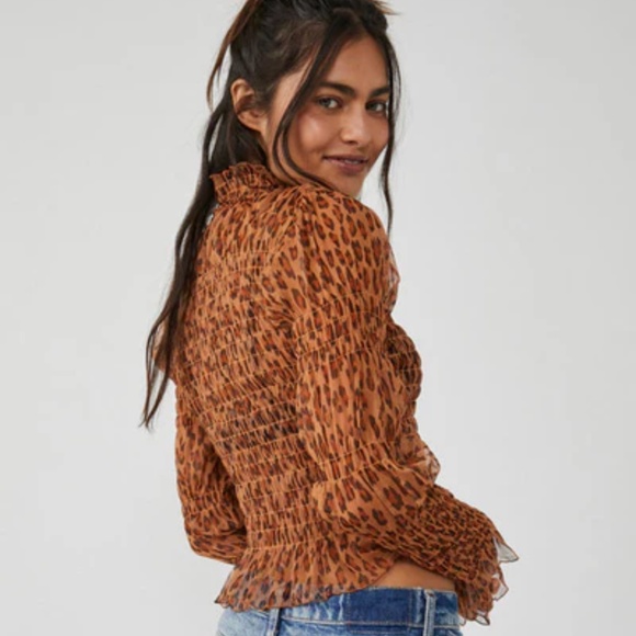 Free People Smocked Hello There Mesh Top, XS - Picture 1 of 4